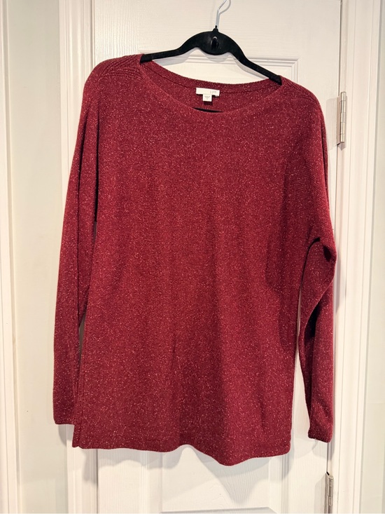 J. Jill Sweaters - J.Jill Size S Silk Cotton Blend Burgundy Boatneck Flecked Long Sleeve Sweater